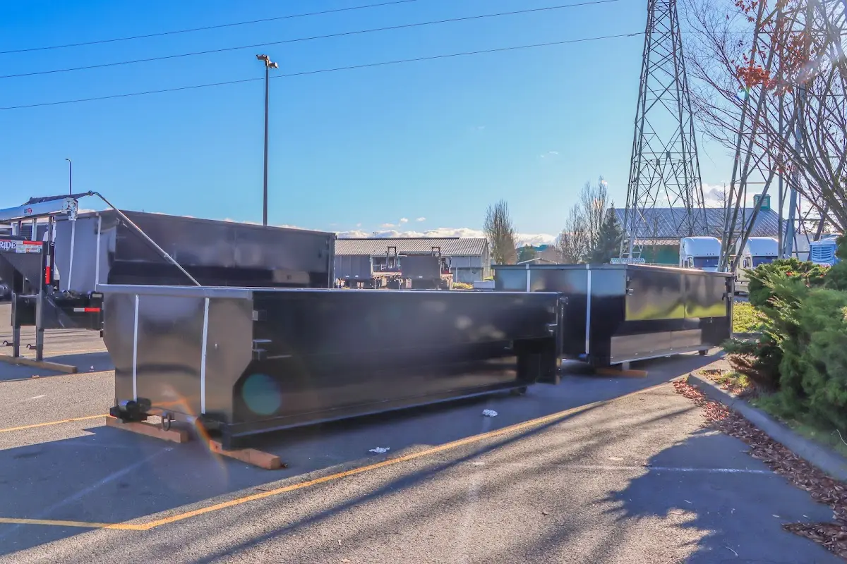 Roll-off dumpster ready for waste disposal at job site for Construction Dumpster Rental in Elk Ridge